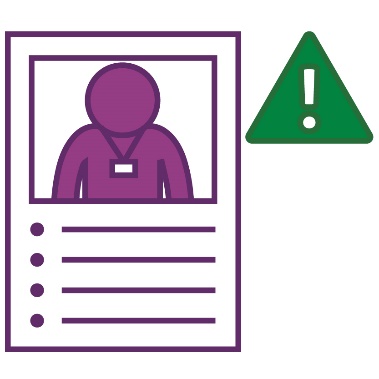 A document showing a provider and a list, and a problem icon.