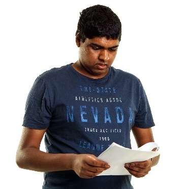 A person reading a document.