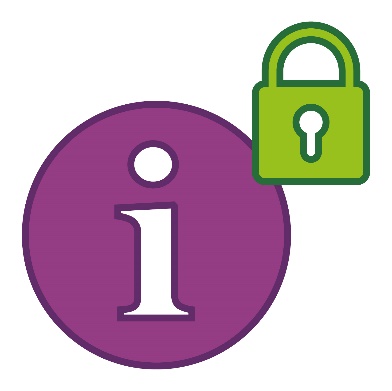 An information icon and a locked padlock.