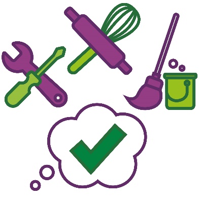 A tick in a thought bubble next to different support types.