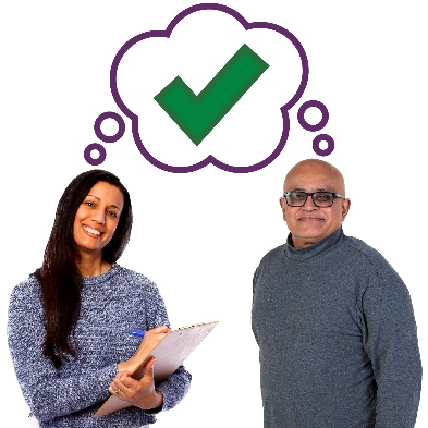 A tick inside a thought bubble above 2 providers.