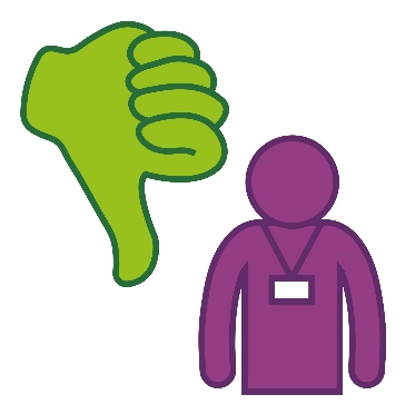 A provider next to a thumbs down.