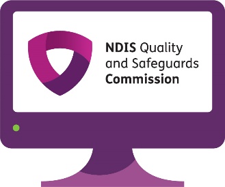 A computer with the NDIS Quality and Safeguards Commission logo on the screen.