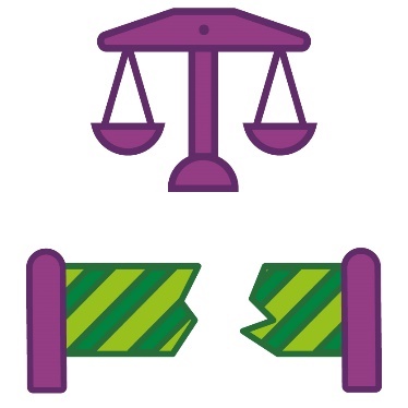 A barrier that has been broken in half.