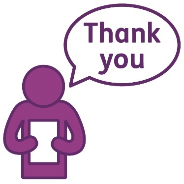 A person holding a document next to a speech bubble that says 'Thank you'.