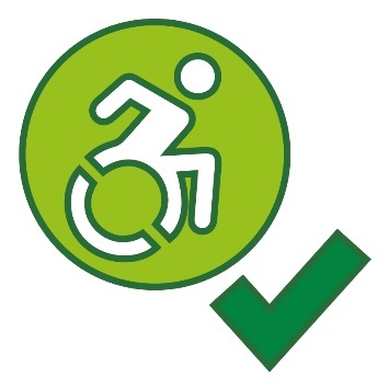 A tick next to a disability icon.