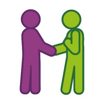 2 people shaking hands.