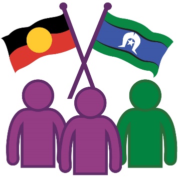 A group of people and the Aboriginal and Torres Strait Island flags.