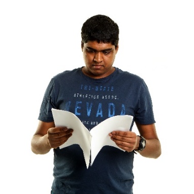 A person reading a document.