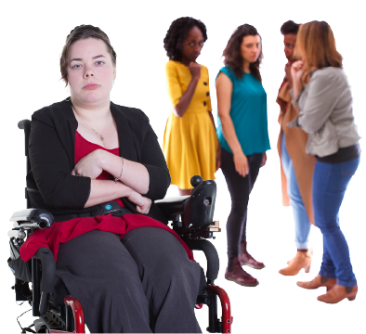 A group of people whispering about someone behind their back.