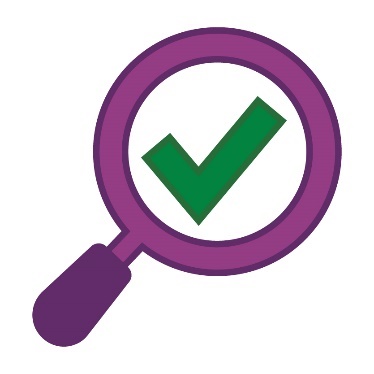 A tick inside a magnifying glass.