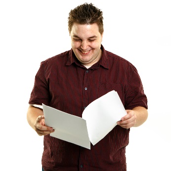 A person looking at a document.