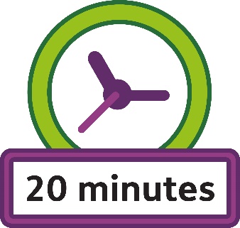 A clock indicating 20 minutes.