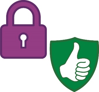 A lock and safety icon. 