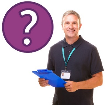 A question mark next to a provider holding a clipboard.