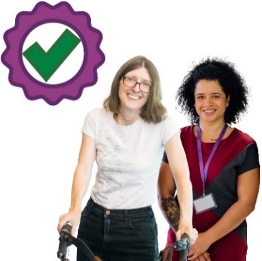 A quality icon next to a person with a provider.