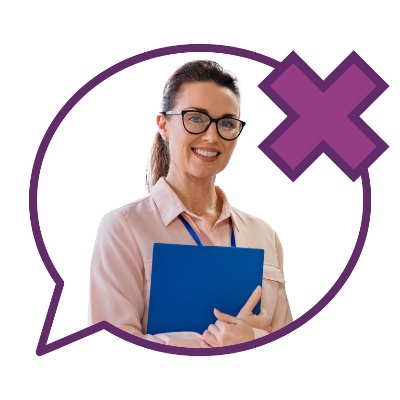 A speech bubble showing a provider. Above is a cross.