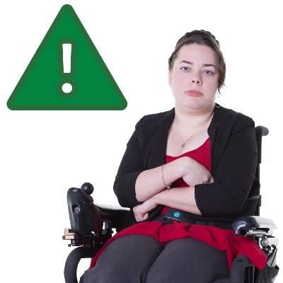 A problem icon next to a person looking upset.