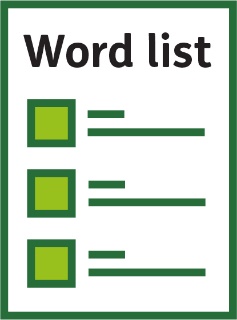 A document that says word list.
