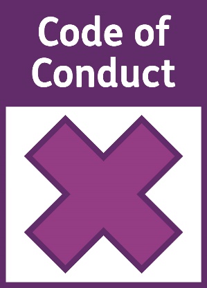 A Code of Conduct document with a cross on it.