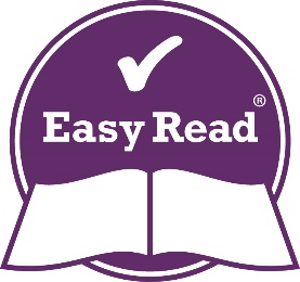 The Easy Read logo. An open book with the words 'Easy Read' and a tick above it.