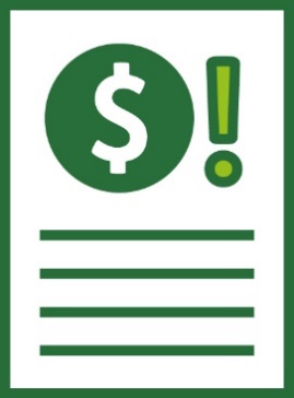 A document with a dollar sign and an exclamation mark.