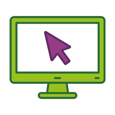 A computer monitor with a mouse cursor on the screen