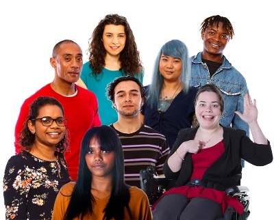 A large group of people from different cultural backgrounds.