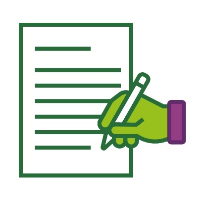 A hand with a pen writing on a document.