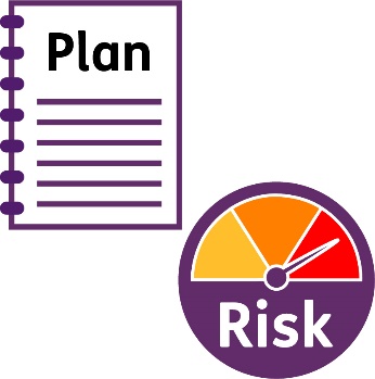 A document that says 'Plan' and a high risk icon.