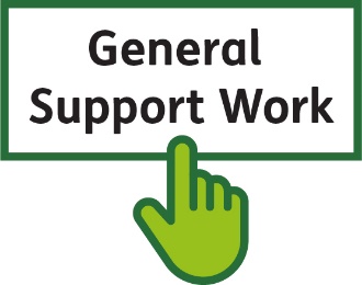 A hand pointing at the words 'General Support Work'.