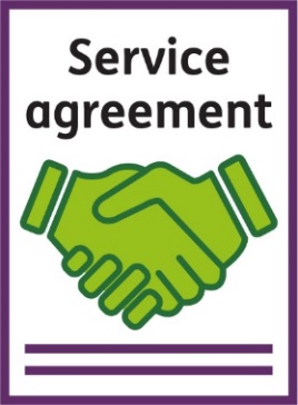 A document called 'Service agreement' with a handshake icon on it.