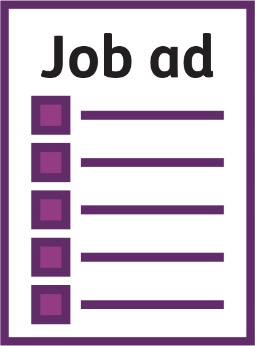 A document that says 'Job ad' with a list on it.