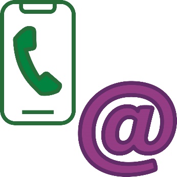 A phone with a call icon on the screen and an email icon.