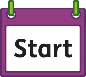 A calendar that says 'Start'.