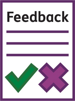 A document that says 'Feedback' with a tick and a cross on it.