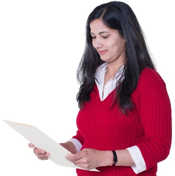 A person looking at a document.