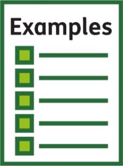 A document that says 'Examples' with a list on it.