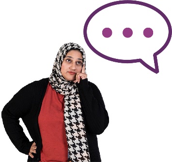 A participant thinking next to a speech bubble.