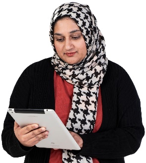 A person using an iPad.