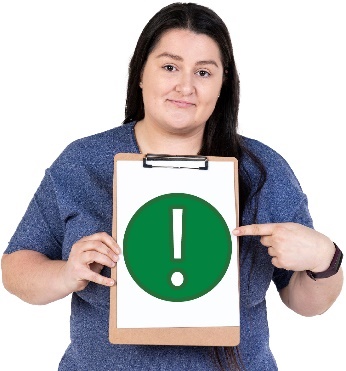 A participant pointing at a document with an importance icon on it.