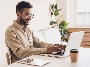 A worker using a laptop.