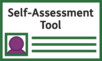 A website called 'Self-Assessment Tool' with an NDIS worker on it.