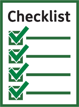A document with a checklist on it. Each item on the list has a tick next to it.