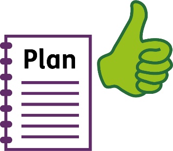 A document that says 'Plan'. Next to it is a thumbs up.