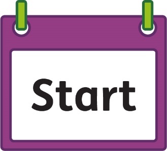 A calendar that says 'Start'.