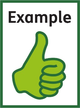 A document that says 'Example' with a thumbs up on it.