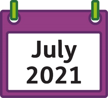 A calendar that says 'July 2021'.