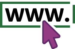 A website icon - an address bar on a computer with 'www.' in it and a mouse cursor on top of it.