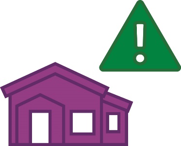 A supported accommodation house with a problem icon next to it.